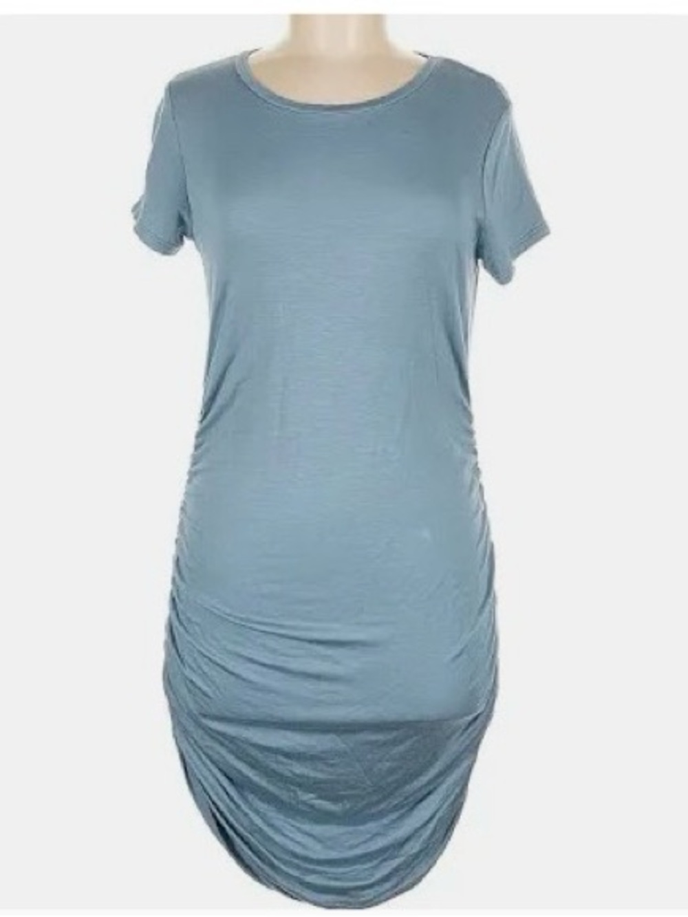 Classic Short-Sleeve Midi Dress in Light Blue